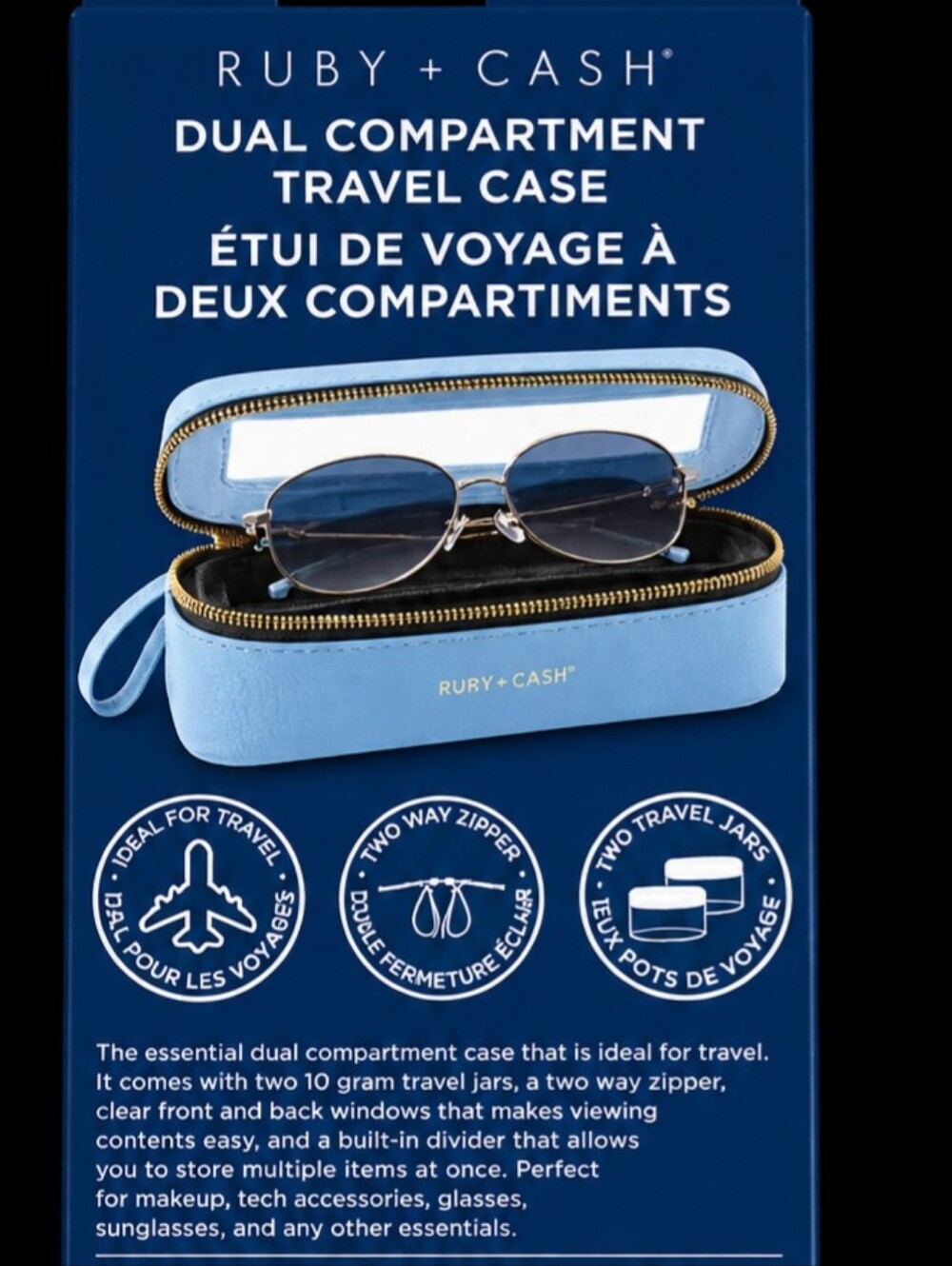 Light Blue Dual Compartment Travel Case In Original Box